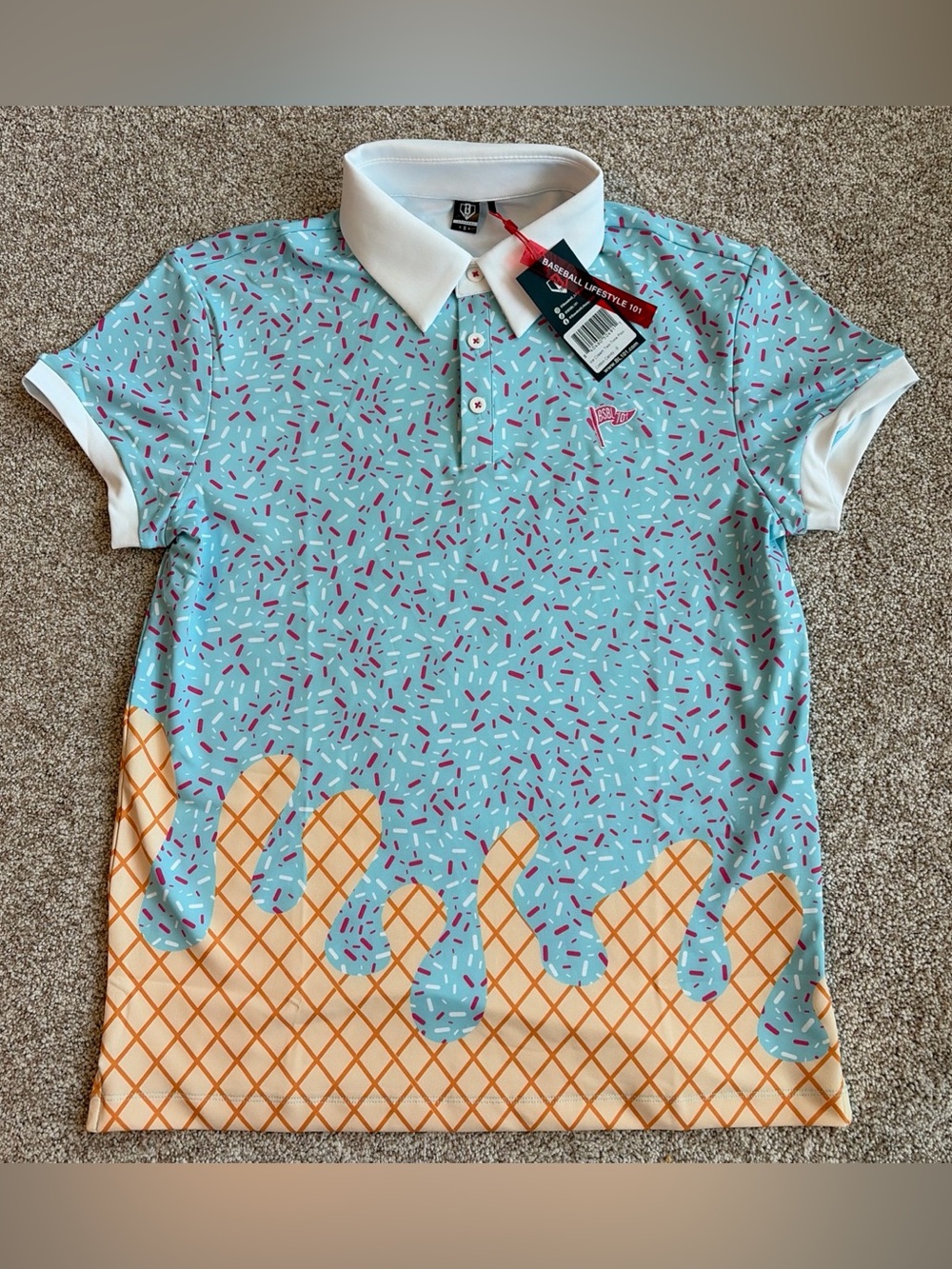Baseball Lifestyle 101 Men’s Sz Small Ice Cream Polo